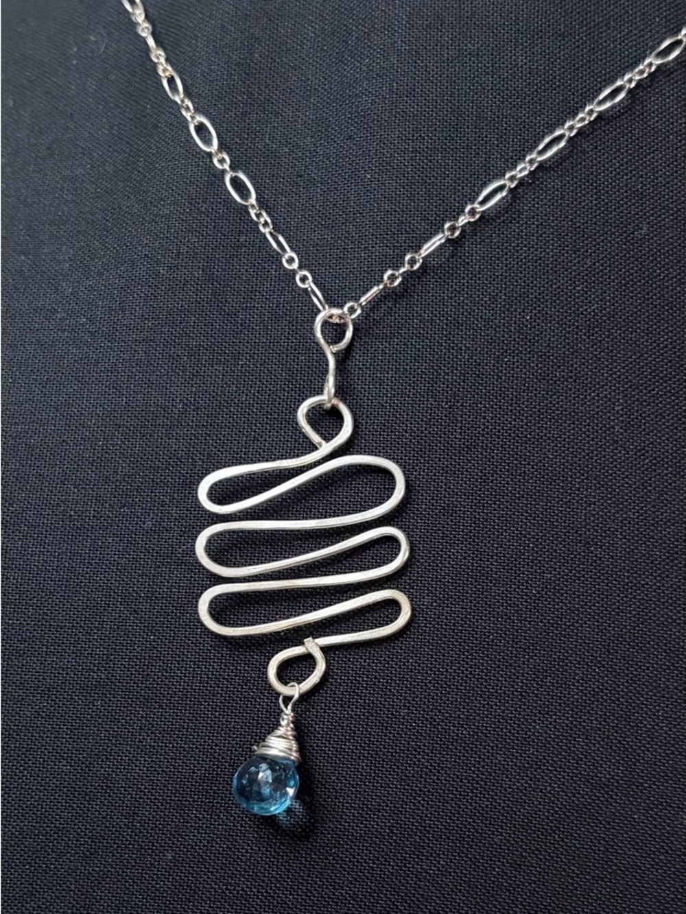 Sterling Silver and London Topaz Artisan Crafted Necklace